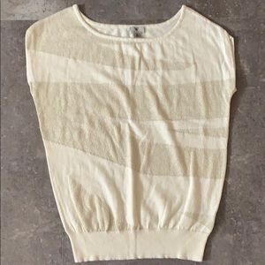 Worthington white and gold cap sleeve sweater